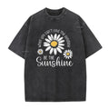 Unisex Vintage Washed Daisy Print Loose Fit T-Shirt mysite