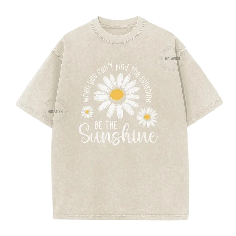 Unisex Vintage Washed Daisy Print Loose Fit T-Shirt mysite
