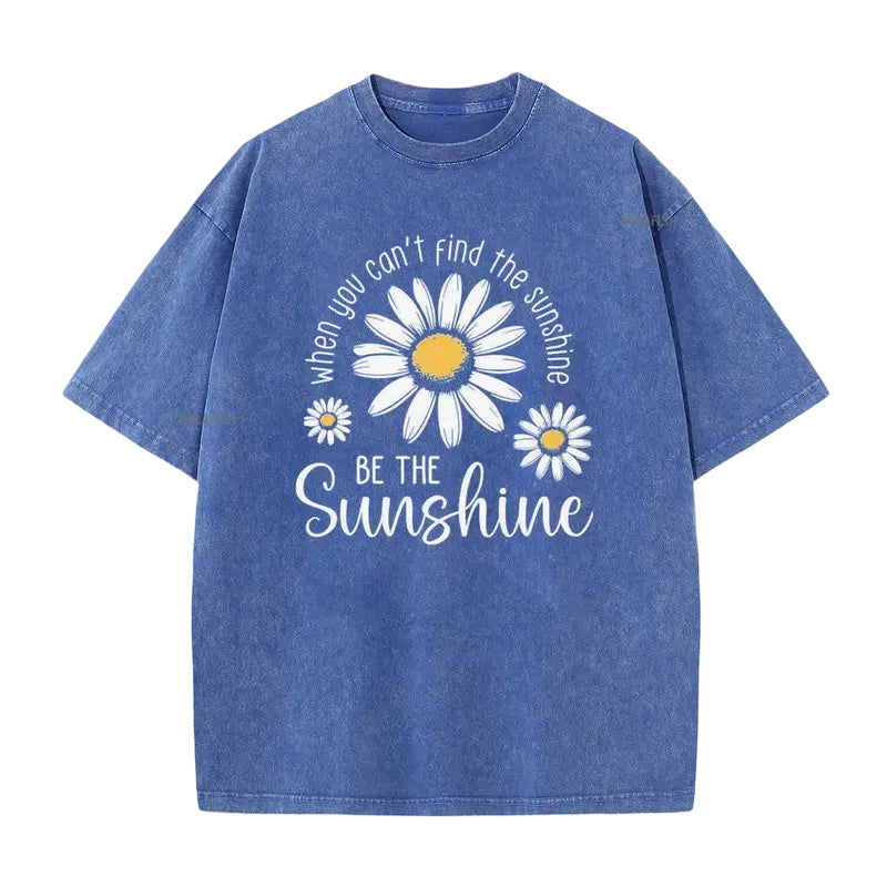 Unisex Vintage Washed Daisy Print Loose Fit T-Shirt mysite