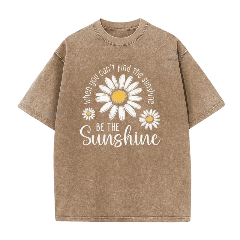 Unisex Vintage Washed Daisy Print Loose Fit T-Shirt mysite