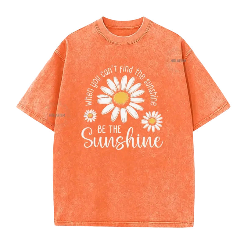 Unisex Vintage Washed Daisy Print Loose Fit T-Shirt mysite