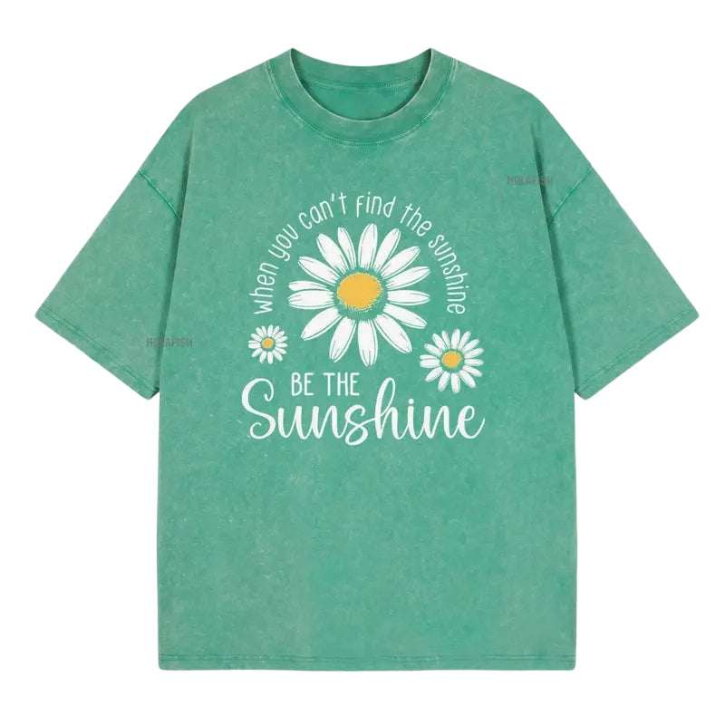Unisex Vintage Washed Daisy Print Loose Fit T-Shirt mysite