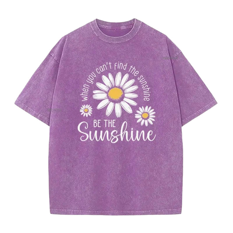 Unisex Vintage Washed Daisy Print Loose Fit T-Shirt mysite