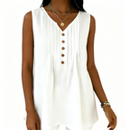 Women's Sleeveless V-Neck Pleated Tank Top mysite