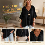 Women’s Casual V-Neck Ruffle Trim Blouse mysite