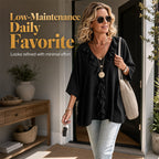 Women’s Casual V-Neck Ruffle Trim Blouse mysite