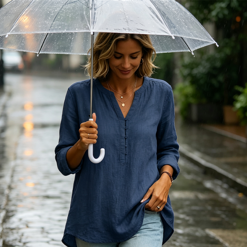 Women Casual V Neck Button Up Long Sleeve Shirt mysite