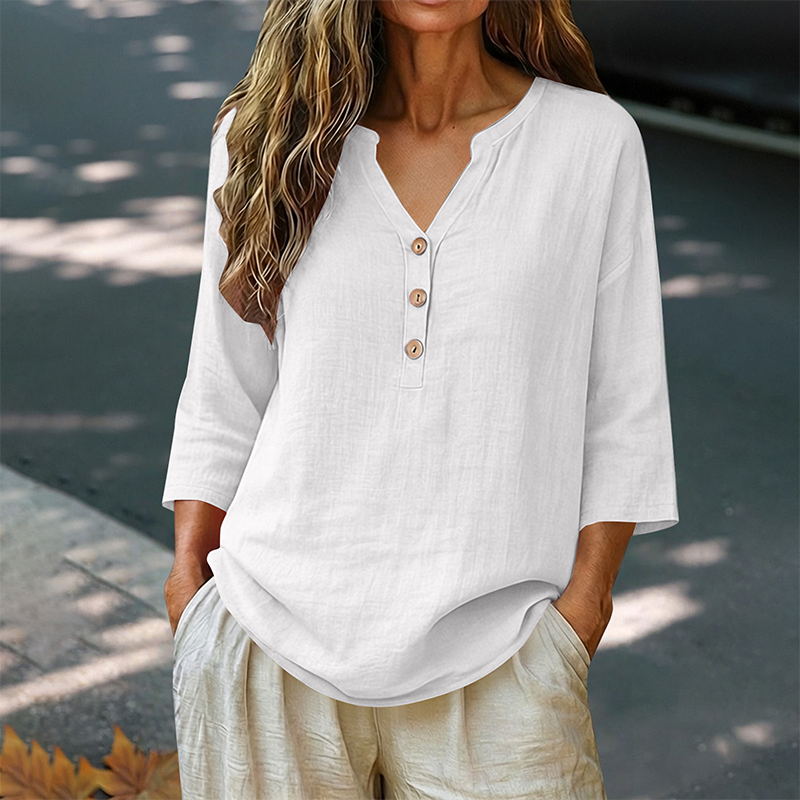 Women's Casual V-Neck 3/4 Sleeve Blouse mysite