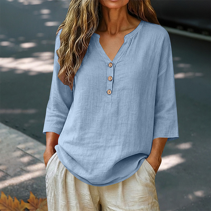Women's Casual V-Neck 3/4 Sleeve Blouse mysite