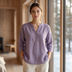 Women's Casual V-Neck 3/4 Sleeve Blouse mysite