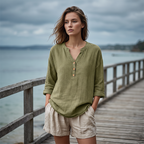 Women's Casual V-Neck 3/4 Sleeve Blouse mysite