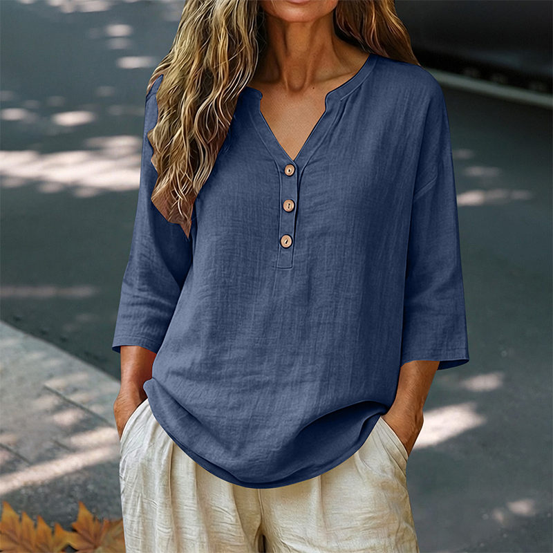 Women's Casual V-Neck 3/4 Sleeve Blouse mysite