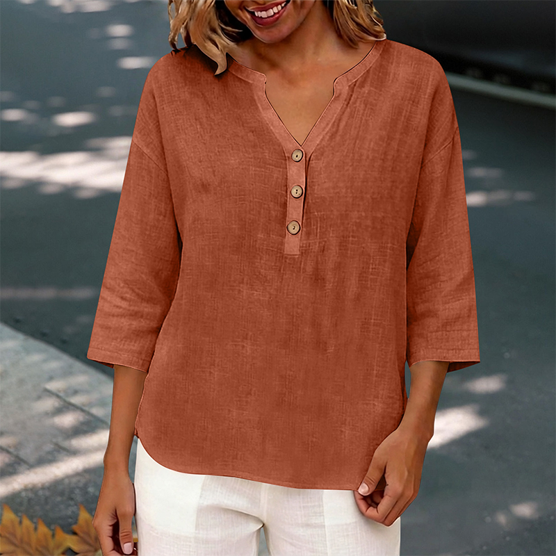 Women's Casual V-Neck 3/4 Sleeve Blouse mysite