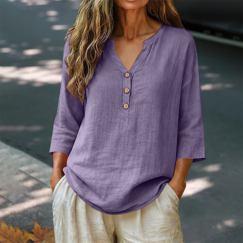 Women's Casual V-Neck 3/4 Sleeve Blouse mysite