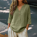 Women's Casual V-Neck 3/4 Sleeve Blouse mysite