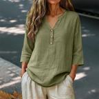 Women's Casual V-Neck 3/4 Sleeve Blouse mysite