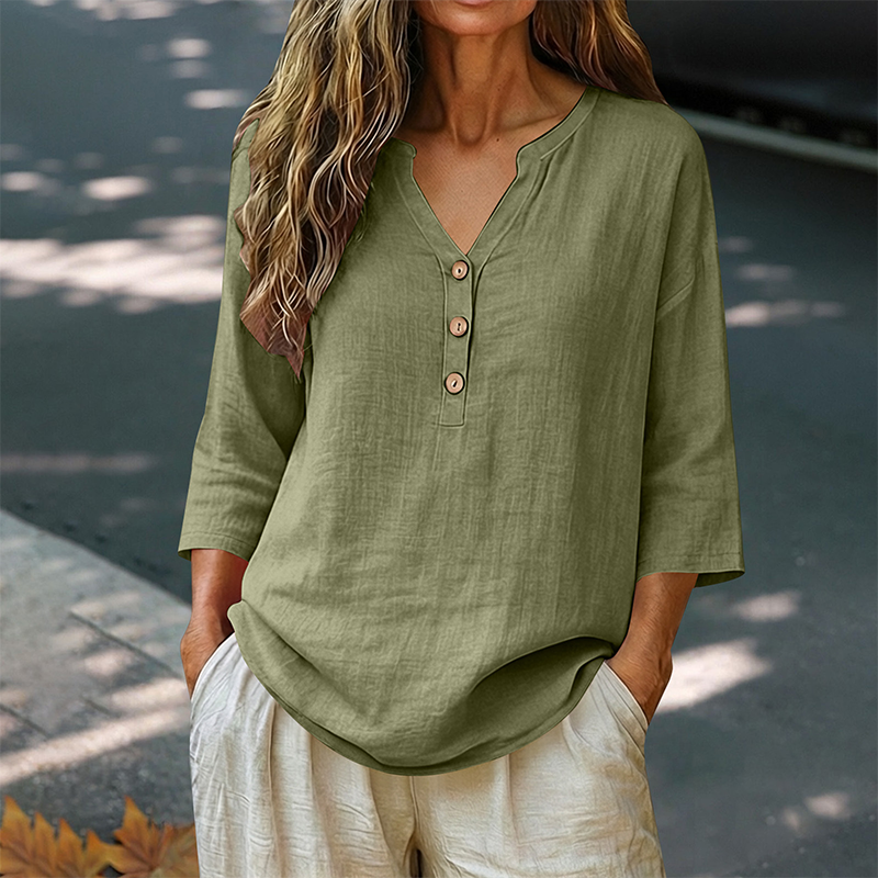 Women's Casual V-Neck 3/4 Sleeve Blouse mysite