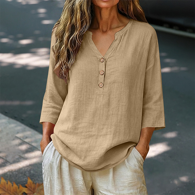 Women's Casual V-Neck 3/4 Sleeve Blouse mysite