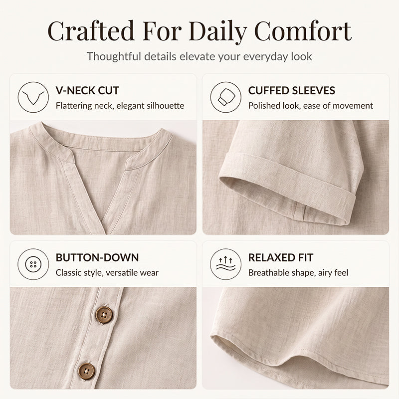 Women's Summer Casual V-Neck Top mysite