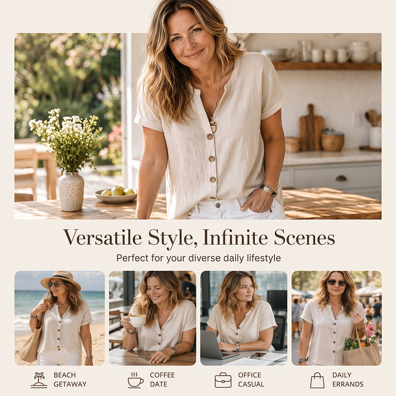 Women's Summer Casual V-Neck Top mysite