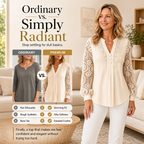 Women's Lace Patchwork V-Neck Long Sleeve Top mysite