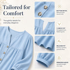 Women's 3/4 Sleeve Loose Fit Tunics Top mysite