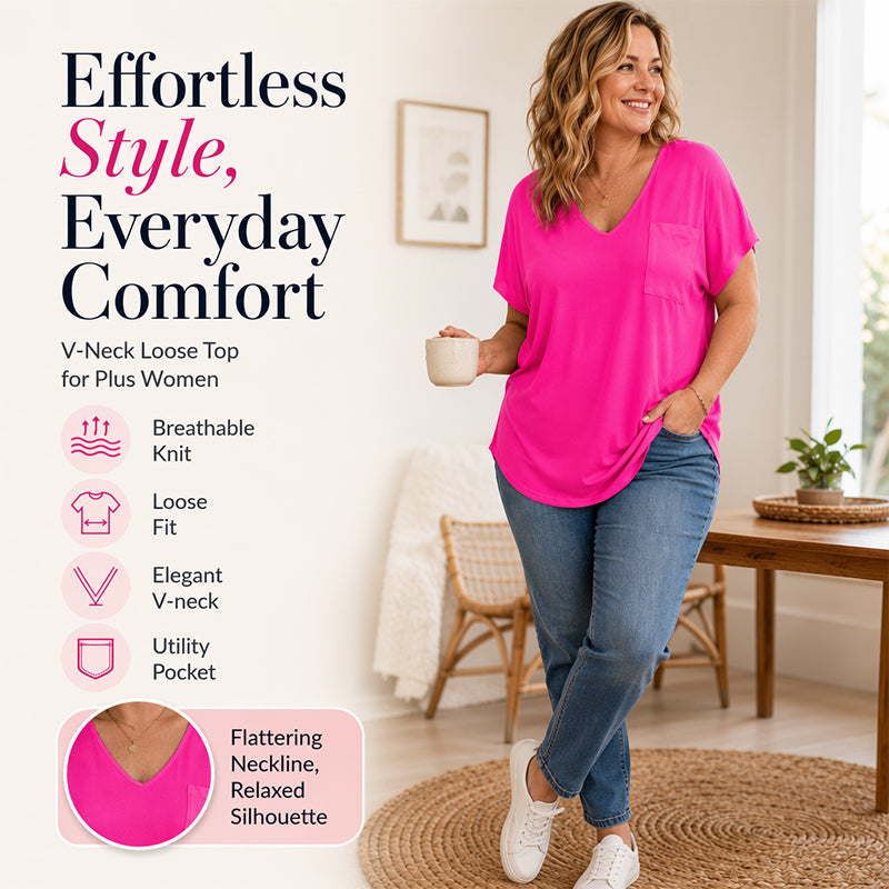 Women's Casual V-Neck Short Sleeve T-Shirt mysite