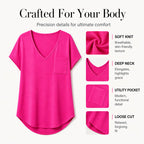 Women's Casual V-Neck Short Sleeve T-Shirt mysite