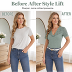 Women's Slim-Fit V-Neck Lace Short-Sleeve Top mysite