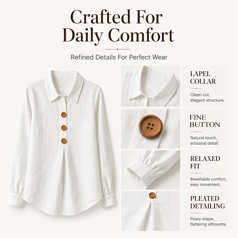 Women's Elegant Lapel Collar Button Top mysite