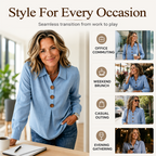 Women's Elegant Lapel Collar Button Top mysite
