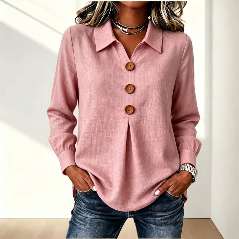 Women's Elegant Lapel Collar Button Top mysite