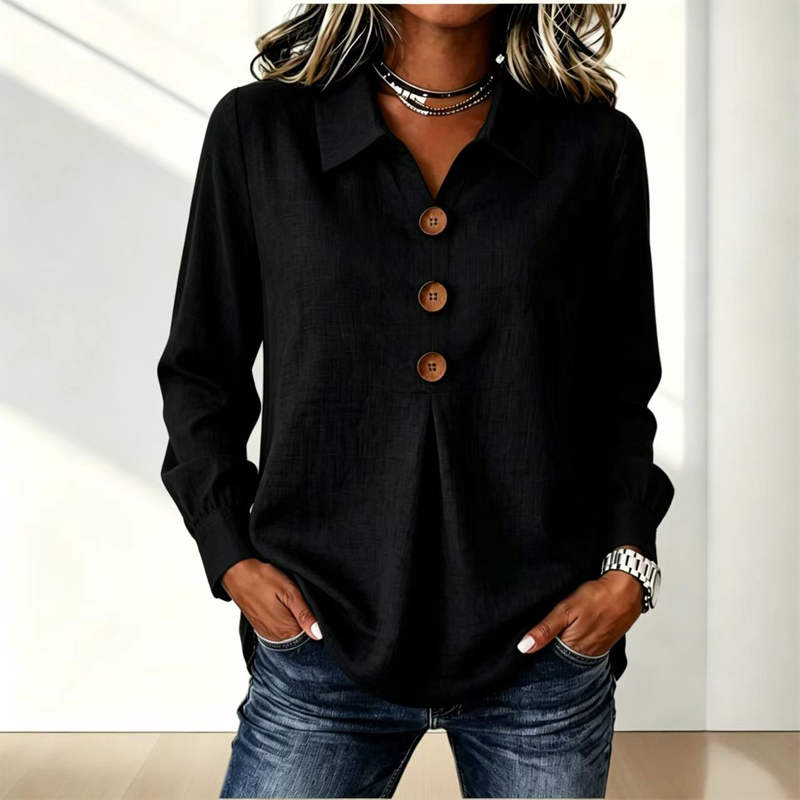 Women's Elegant Lapel Collar Button Top mysite