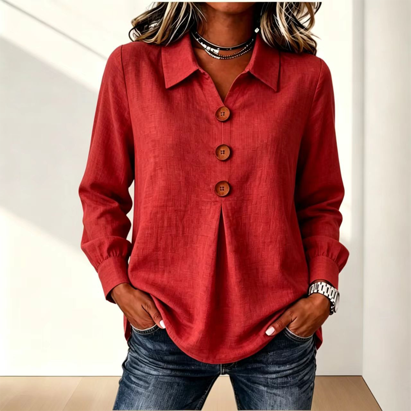 Women's Elegant Lapel Collar Button Top mysite