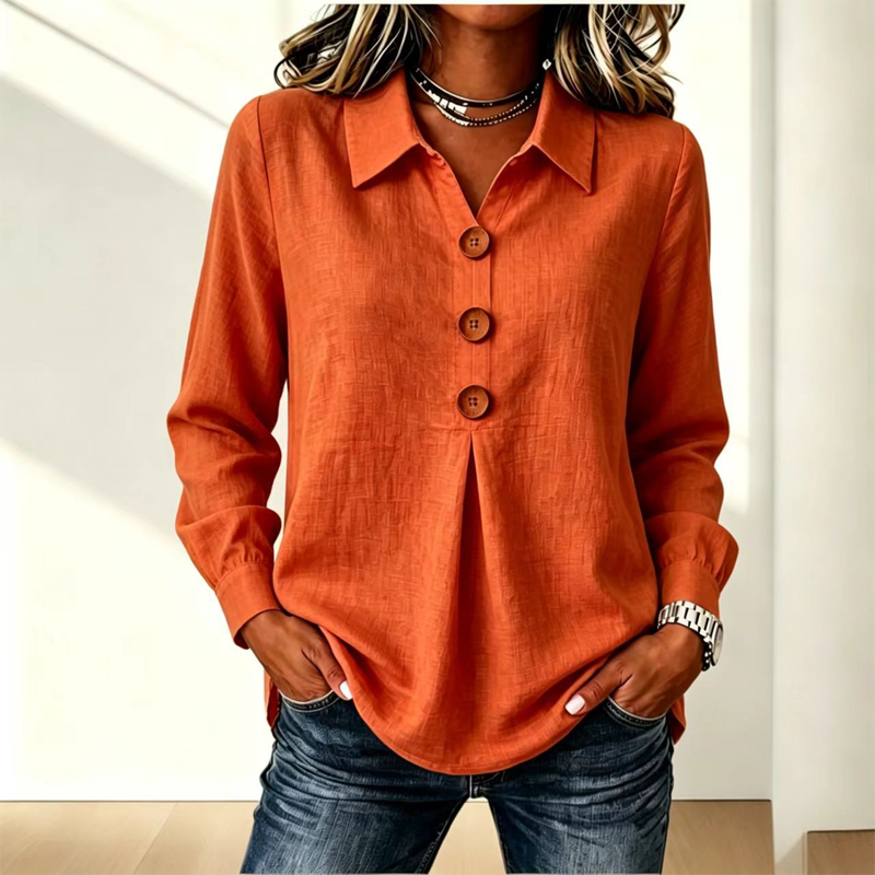 Women's Elegant Lapel Collar Button Top mysite