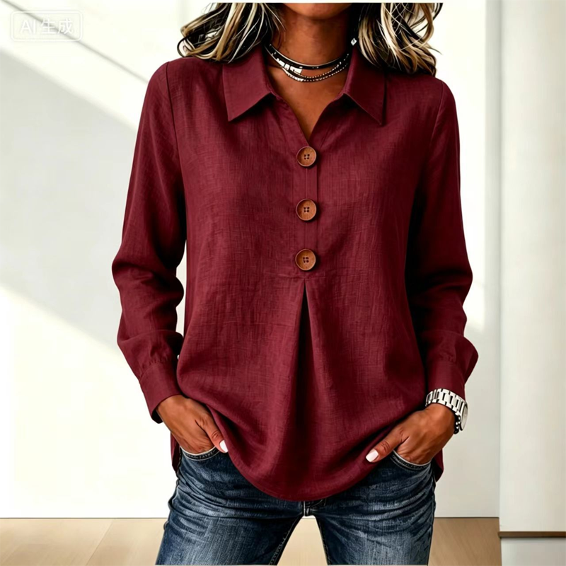 Women's Elegant Lapel Collar Button Top mysite