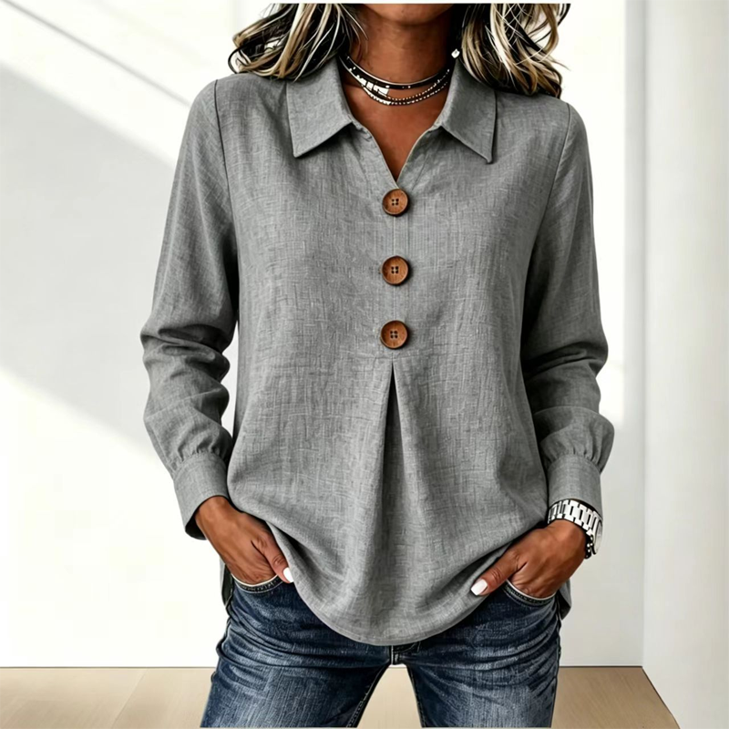 Women's Elegant Lapel Collar Button Top mysite