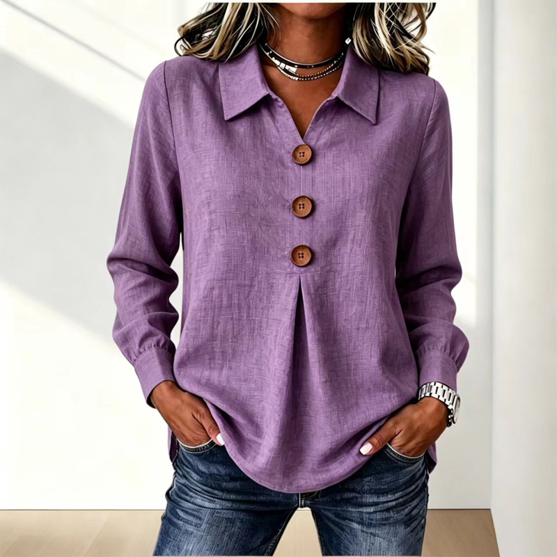 Women's Elegant Lapel Collar Button Top mysite