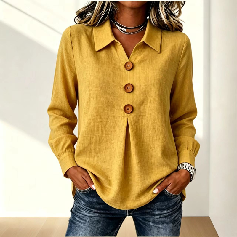 Women's Elegant Lapel Collar Button Top mysite