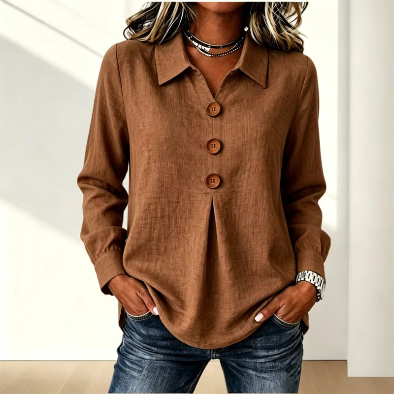 Women's Elegant Lapel Collar Button Top mysite