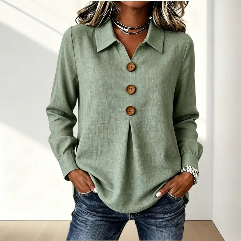 Women's Elegant Lapel Collar Button Top mysite