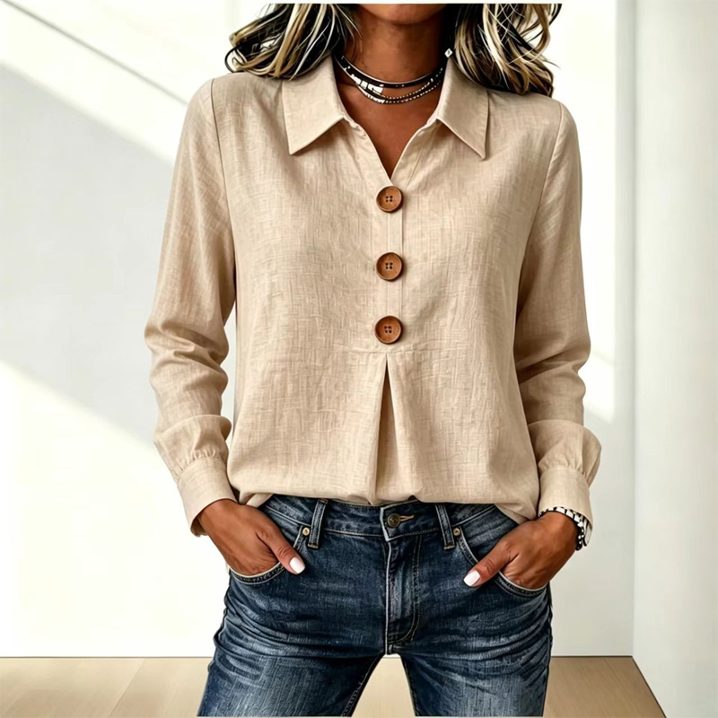Women's Elegant Lapel Collar Button Top mysite