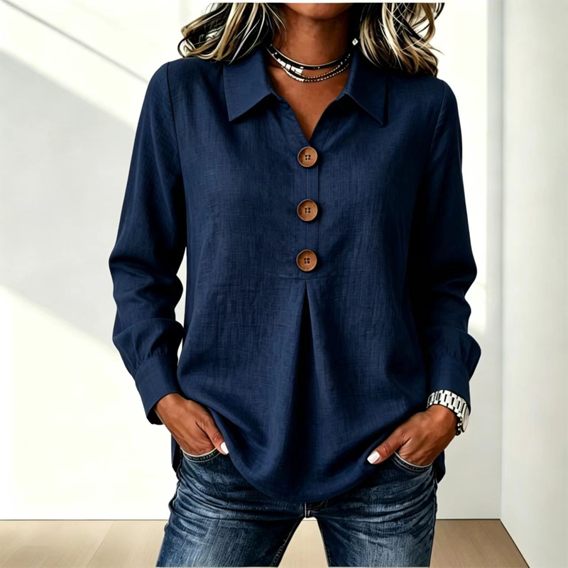 Women's Elegant Lapel Collar Button Top mysite