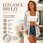 Women's Long Sleeve Sunflower Lace Mesh Cardigan mysite