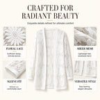 Women's Long Sleeve Sunflower Lace Mesh Cardigan mysite