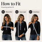 Women's Denim Collar Long Sleeve Patchwork Knit Top mysite