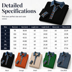 Women's Denim Collar Long Sleeve Patchwork Knit Top mysite