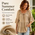 🔥Must-Have👚 Ruffle Tiered Top with 3/4 Sleeves - Elegant Movement & Soft Texture for Effortless Chic mysite