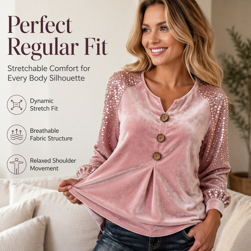 Women's Casual Velvet Long Sleeve Top mysite