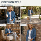 Women's Casual Collarless Button Cardigan Jacket mysite